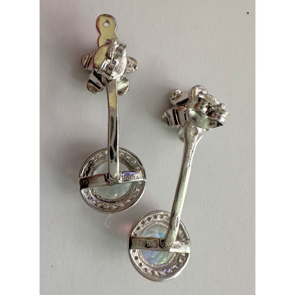 Amethyst Flower Stud Earrings with Beautiul (Removable) Rainbow Topaz Dangles - Picture 14 of 16